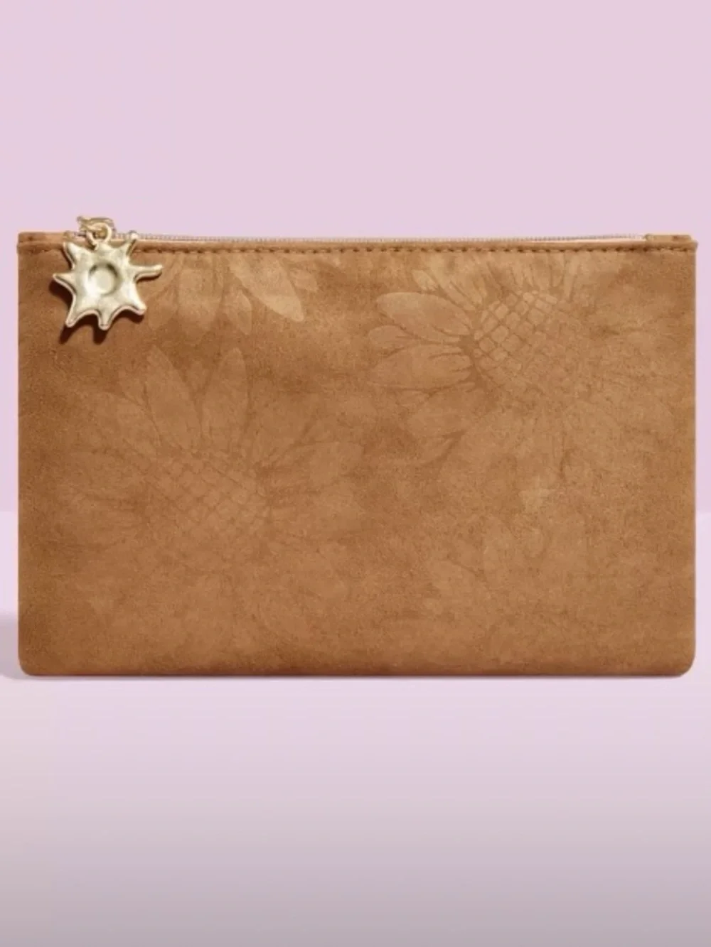 Ipsy Faux Brown Suede Glam Cosmetic Bag
